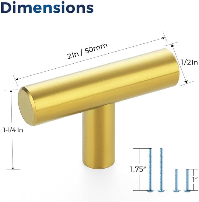 JOY DECOR 30 Pack Cabinet Knobs, Gold Cabinet Handles, 2in Kitchen Cabient Knobs, Single Hole Drawer Knobs for Dresser Drawers
