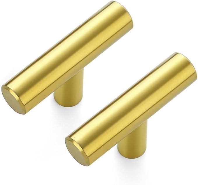 JOY DECOR 10 Pack Cabinet Knobs, Gold Cabinet Handles, 2in Kitchen Cabient Knobs, Single Hole Drawer Knobs for Dresser Drawers