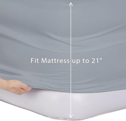 Bedecor Air Bed Sheets for Mattress Cover Removable Bed and Elastic Band Super Soft and Breathable & Deep up to 21" Light Gray Twin