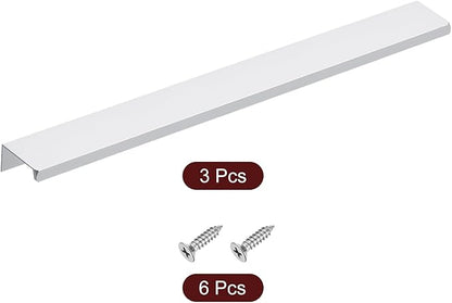 uxcell Cabinet Finger Edge Pull, 3pcs 300mm / 11.81" Aluminum Alloy Back Mount Hidden Cabinet Pulls Concealed Handle for Home Kitchen Drawer Cabinet, Silver