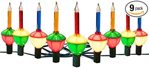 Brightown Christmas Bubble String Lights - 2 PC 9 Traditional Multicolor Bubble Lights UL Listed for Holiday Christmas Celebrations Lighting, Green Wire