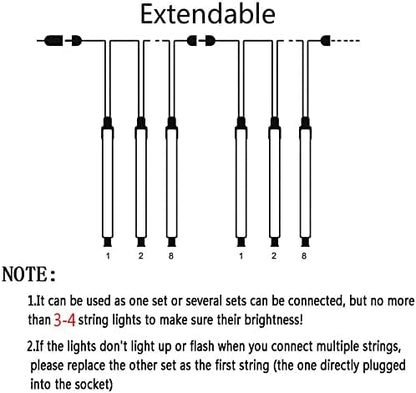Kwaiffeo Icicle Christmas Lights Outdoor, Cascading Meteor Shower Lights for Xmas Tree Decor Wedding Party, Christmas Outdoor Decorations, 8-Tube, UL Plug Multi Colored