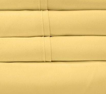 Twin XL Size Bed Sheets - 4 Piece 1500 Supreme Collection Fine Brushed Microfiber Deep Pocket Twin X-Large Sheet Set Bedding - 1 EXTRA PILLOW CASES, GREAT VALUE, Twin XL, Yellow
