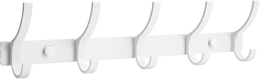 Coat Rack Wall Mount, Coat Hook Wall Mount, Wall Hooks for Hanging, Hat Rack for Walls, Coats Hanger with 10 Hook, Towel Hooks for Bathrooms (1 Pack, White)
