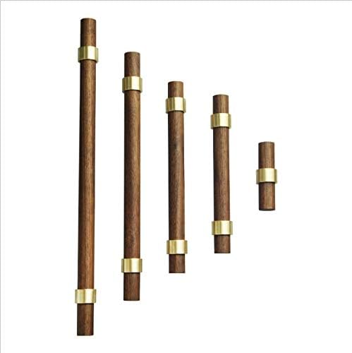 Drawer 2.36"/60mm Pulls Brass Walnut Kitchen Wardrobe Cabinet Hardware Pull Handle Single Hole with Screw, 2Pcs