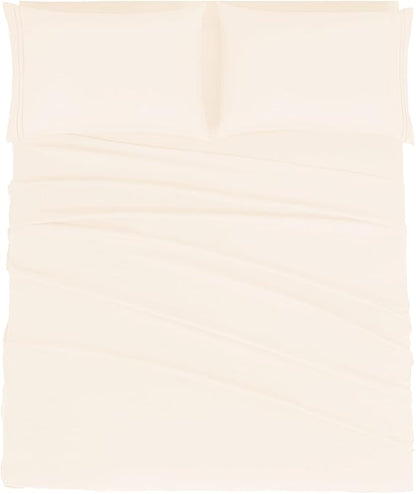 Mejoroom King Size Sheet Set - Soft Microfiber Bed Sheets,Deep Pocket Fitted Sheet, Soft, Breathable, Wrinkle & Fade Resistant - 4 Piece (King, Cream)