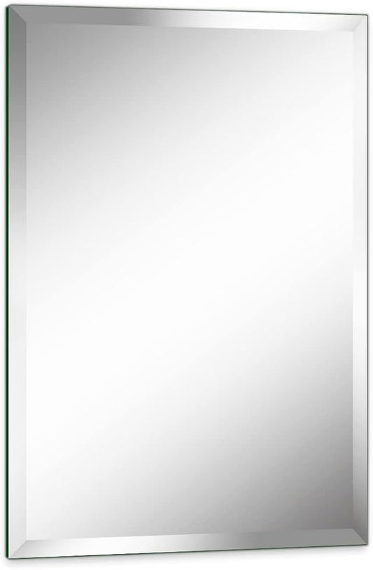 24"x36" Frameless Rectangle Wall Mirror with 1 inch Beveled Edge for Bathroom Vanity