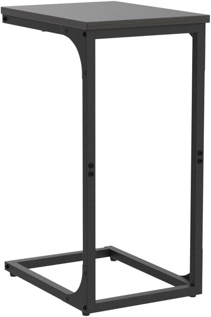 VASAGLE C-Shaped End Table Set of 2, Small Side Table for Couch, Sofa Table with Metal Frame for Living Room, Bedroom, Bedside, Ebonized Oak and Black
