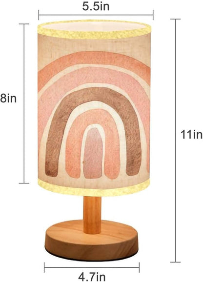 LOPYEIJFG Minimalist Bedside Table Lamp Watercolor Pink Pastel Isolated on White for Baby Nursery Room Wood Nightstand Lamp Bedside Desk Lamp Wood Base Flaxen Fabric Shade for Bedroom Living Room