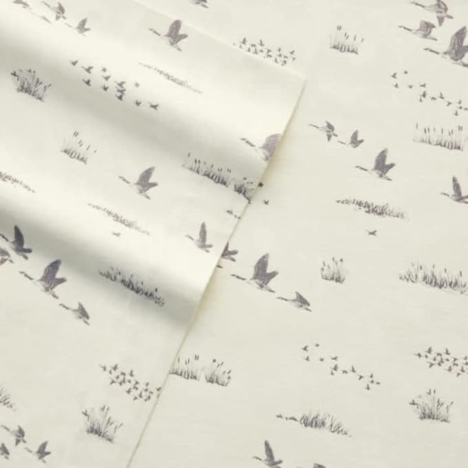 Eddie Bauer - Full Sheet Set, Warm Breathable Cotton Flannel Bedding with Deep Pockets, Brushed for Extra Softness, Cozy Home Decor, Oeko-Tex Certified (Geese Meadows, Full)