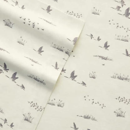 Eddie Bauer - Full Sheet Set, Warm Breathable Cotton Flannel Bedding with Deep Pockets, Brushed for Extra Softness, Cozy Home Decor, Oeko-Tex Certified (Geese Meadows, Full)