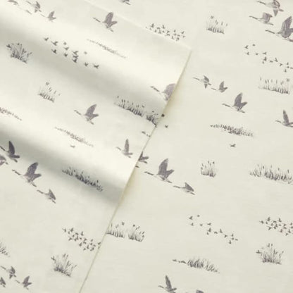 Eddie Bauer - Flannel Sheets Twin Size, Anti-Pilling & Wrinkle Resistant Cotton, Touchably Soft for All-Season Comfort - Bed Sheets with Matching Pillowcase & Fitted Sheet (Geese Meadow Yellow)