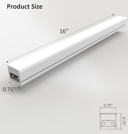 Under Cabinet Lighting Plug in, 16 Inch 1 Pc, Linkable AC120V 3CCT 3000K/4000K/5000K Ultra Slim, LED Under Cabinet Lights for Counter Light, Kitchen, Shelf, Sink, Workshop, Desk, White