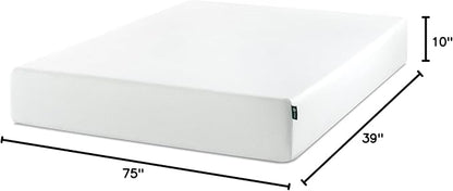 ZINUS 10 Inch Twin Green Tea Memory Foam Mattress [New Version], Fiberglass free, Medium Firm Feel, Zoned Pressure Relief, Certified Safe Foams & Fabric, Mattress in A Box