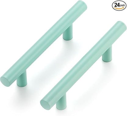 Ravinte 24 Pack | 5 Inch Cabinet Pulls Green Stainless Steel Kitchen Drawer Pulls Cabinet Handles 5 InchLength, 3 Inch Hole Center