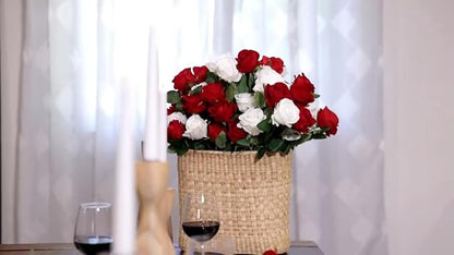 60 Pcs Artificial Roses Bulk Velvet Silk Roses Red Rose Flowers for Wedding Centerpieces Bridal Bouquet Mohter's Day Valentine's Day Christmas Home Decor (60, Red)