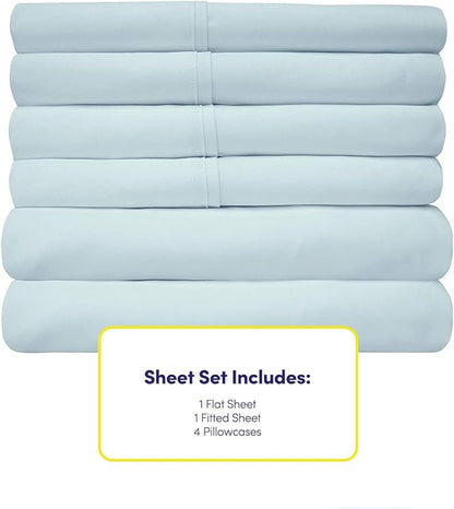 Full Size Bed Sheets - 6 Piece 1500 Supreme Collection Fine Brushed Microfiber Deep Pocket Full Sheet Set Bedding - 2 Extra Pillow Cases, Great Value, Full, Aqua