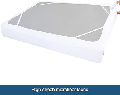 Twin Size Box Spring Cover with Smooth and Elastic Woven Fabric, Alternates for Bed Skirt, Wrinkle & Fading Resistant, Washable, Dustproof, White, 2 Pack