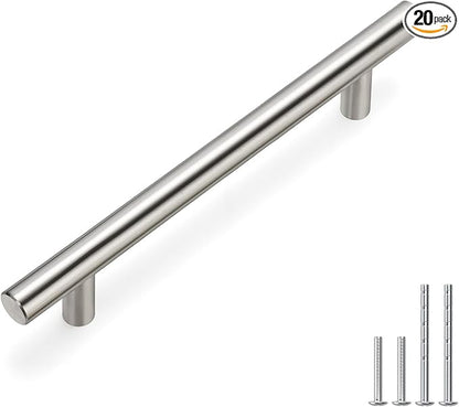 homdiy 20 Pack Cabinet Pulls Modern Drawer Pulls - HD201SN Kitchen Cabinet Handles Cupboard Handles Brushed Nickel Cabinet Hardware Stainless Steel Drawer Handls, 5in Hole Centers