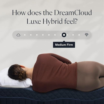 DreamCloud Luxe 14" King Mattress - Luxury Hybrid Gel Memory Foam - 365 Night Trial - Fiberglass Free - Forever Warranty - Mattress in a Box - CertiPUR-US Certified