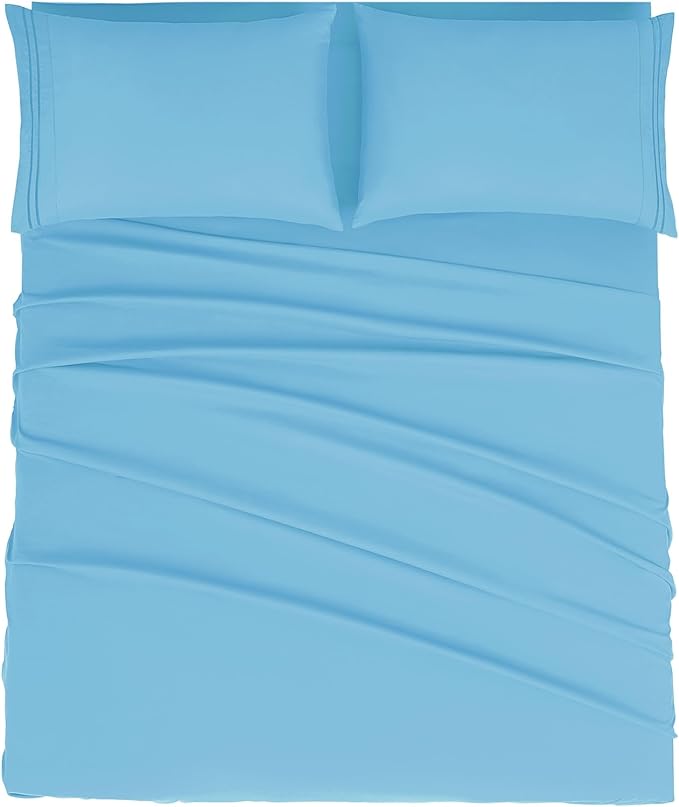 Mejoroom King Size Sheet Set - Soft Microfiber Bed Sheets,Deep Pocket Fitted Sheet, Soft, Breathable, Wrinkle & Fade Resistant - 4 Piece (King, Denim Blue)