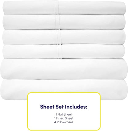 King Size Bed Sheets - 6 Piece 1500 Supreme Collection Fine Brushed Microfiber Deep Pocket King Sheet Set Bedding - 2 Extra Pillow Cases, Great Value, King, White