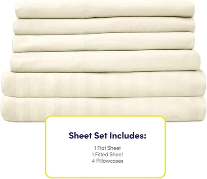 Full Size Bed Sheets - 6 Piece 1500 Supreme Collection Fine Brushed Microfiber Deep Pocket Full Sheet Set Bedding - 2 Extra Pillow Cases, Great Value, Full, Dobby Beige