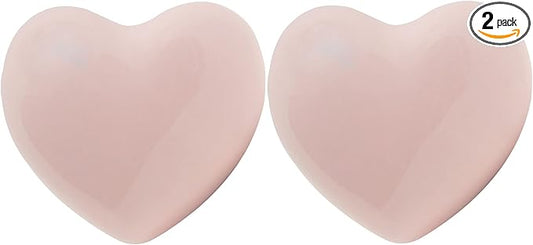 Ceramic Drawer Knobs Heart Shape Cabinet Dresser Pulls Handles with 3 Sized Screws, Kitchen Furniture Knobs for Closet Cupboard Wardrobe (2, Powder Pink)