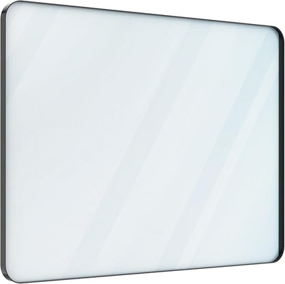 VocalStar Black Metal Framed Bathroom Mirror for Wall, 40 x 30 Inch Large Rounded Rectangle Matte Black Bathroom Vanity Mirror Farmhouse, 1/4-inch Shatterproof Glass | Ultra-Flush Hanging