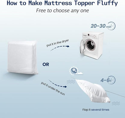 SOPAT Mattress Topper Queen Size Extra Thick Mattress Pad 8-21" Deep Pocket Soft Down Alternative Fill Mattress Protector Pillow Top Mattress Cover (60x80 Inches, White)