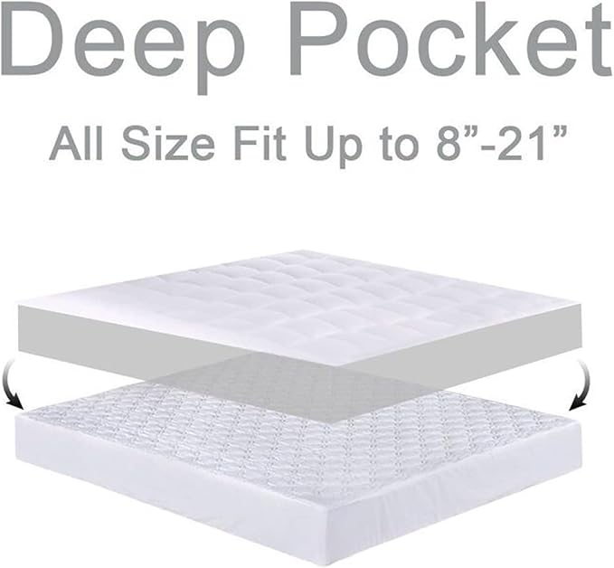 Mattress Topper Full XL for Back Pain, Extra Thick Mattress Pad Cover, Plush Pillow Top, Deep Elastic Pocket, White, 54"X80"+20"
