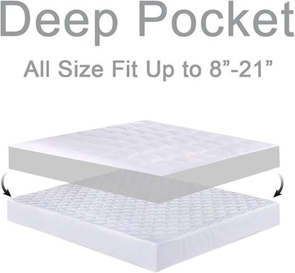 Mattress Topper Full for Back Pain, Extra Thick Mattress Pad Cover, Plush Pillow Top, Deep Elastic Pocket, Grey