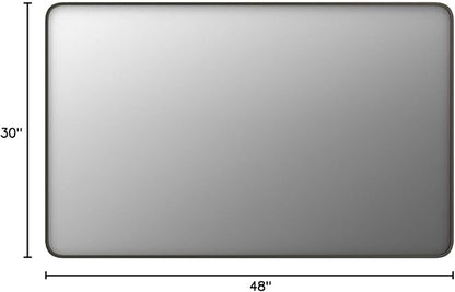 48x30 Bronze Bathroom Mirror for Wall, Brushed Bronze Metal Framed Bathroom Vanity Mirror, Rounded Rectangle Mirror, Anti-Rust, Shatterproof (Horizontal/Vertical)