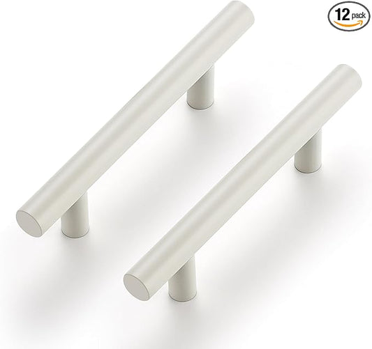 Ravinte 12 Pack | 5 Inch Cabinet Pulls White Stainless Steel Kitchen Drawer Pulls Cabinet Handles 5 InchLength, 3 Inch Hole Center
