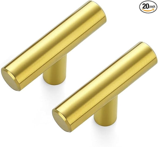 JOY DECOR 20 Pack Cabinet Knobs, Gold Cabinet Handles, 2in Kitchen Cabient Knobs, Single Hole Drawer Knobs for Dresser Drawers