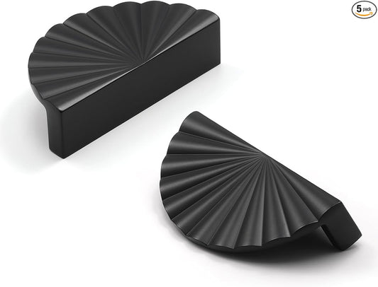 5 Pack Black Cabinet Pulls 2.5" Hole Center Cup Flat Matte Black Drawer Pulls Kitchen Cupboard Bathroom Dresser Cabinet Hardware Handles Zinc Alloy