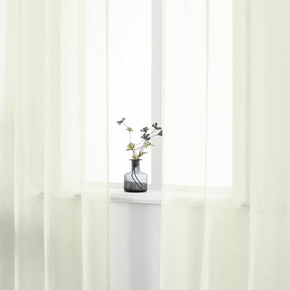 DUALIFE 45 Inches Long Voile Sheer Curtains for Nursery 2 Panels Grommet Small Windows Short Drapes Curtains for Bathroom Boys Bedroom 52 X 45 Inch Long, Ivory