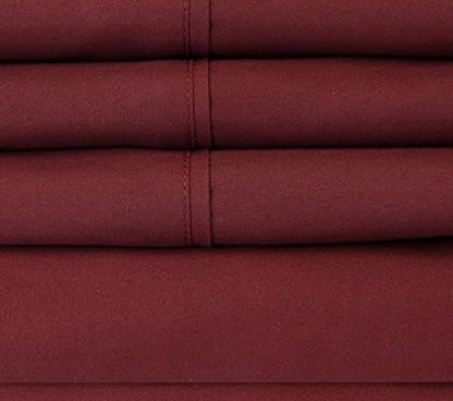 Twin Size Bed Sheets - 4 Piece 1500 Supreme Collection Fine Brushed Microfiber Deep Pocket Twin Sheet Set Bedding - 1 EXTRA PILLOW CASES, GREAT VALUE, Twin, Burgundy