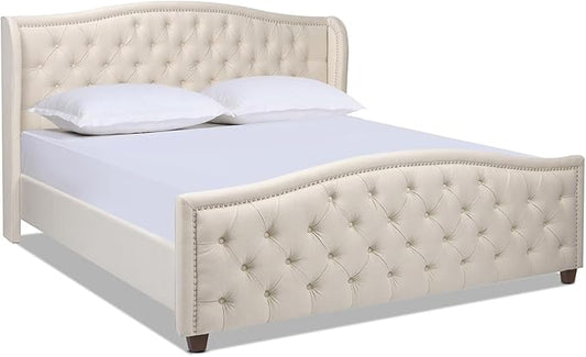 Jennifer Taylor Home Fontana Wingback Upholstered Platform Bed Frame