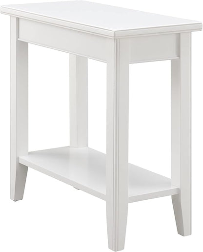 Leick Home Laurent End Table, Solid Wood, Bottom Display Shelf, Narrow, Easy-Assembly, for Living Room/Bedroom, White, 24.0 in. L x 12.0 in. W x 24.0 in. H, 10505-WT