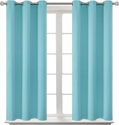 BGment Baby Blue Short Curtains for Kitchen Window, Room Darkening Curtains 45 Inch Length Thermal Insulated Drapes for Small Bedroom, Set of 2 Panels, 38 x 45 Inch
