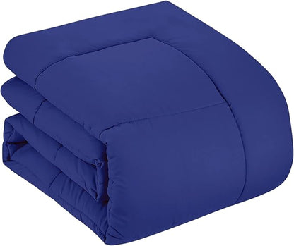 Sweet Home Collection 7 Piece Comforter Set Bag Solid Color All Season Soft Down Alternative Blanket & Luxurious Microfiber Bed Sheets, Royal Blue, Twin XL (Pack of 4)