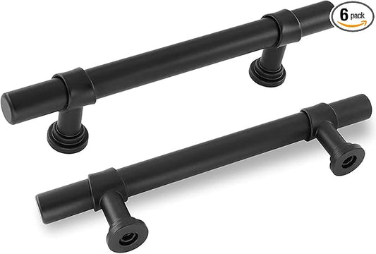 goldenwarm 6 Pack Black Cabinet Pulls 3-3/4 Inch Kitchen Cabinet Handles Black Drawer Handles Modern Dawer Pulls and Knobs Kitchen Hardware for Dresser Bathroom