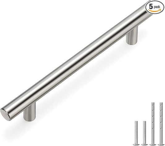 homdiy Cabinet Handles Brushed Nickel Cabinet Pulls - HD201SN Modern Drawer Handles Stainless Steel Cabinet Hardware 4-1/2in Hole Centers Kitchen Cabinet Handles Cupboard Handles