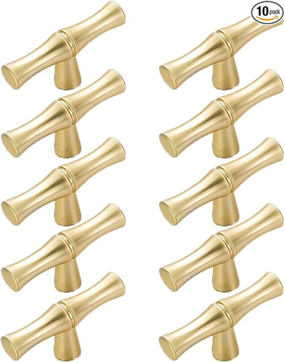 10pcs Cabinet Knobs Single Hole,Bamboo Shape Kitchen Cupboard Dresser Closet Drawer Door Handles Pulls Gold