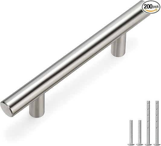 homdiy 200 Pack 3in Cabinet Pulls Brushed Nickel Cabinet Handles Stainless Steel Kitchen Cupboard Handles Cabinet Handles 5" Length, 3" Hole Center