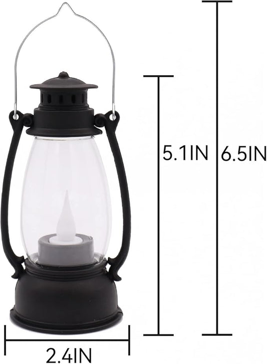 (12 Pcs-5.1in) Mini Lanterns for Vintage Western Christmas Decor, Lightweight Portable Small LED Lanterns Decorative Indoor & Outdoor Hanging Ornaments for Weddings Party Halloween Decorations