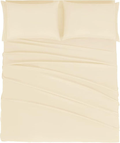 Mejoroom California King Size Sheet Set - Soft Microfiber Bed Sheets,Deep Pocket Fitted Sheet, Breathable, Wrinkle & Fade Resistant - 4 Piece (California King, Taupe)
