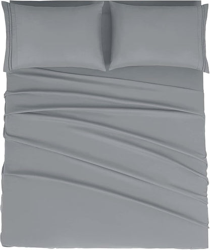 Mejoroom Full Size Sheets - 1800TC Luxury Full Sheets with 16 Inch Deep Pocket - Premium Bedding Collection - Soft, Breathable, Wrinkle, Fade & Stain Resistant - 4 Piece (Full, Gray)