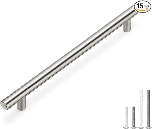 homdiy 15 Pack Brushed Nickel Cabinet Hardware Cabinet Pulls - HD201SN Cupboard Handles Modern Cabinet Door Handles 7-1/2inch Hole Center Modern T-Bar Pulls
